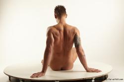 Nude Man White Sitting poses - simple Athletic Short Brown Sitting poses - ALL Realistic